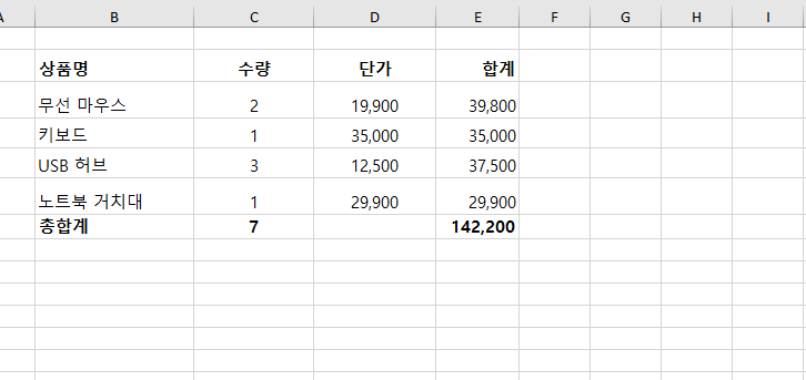 PDF24 PDF 엑셀 변환 후 표 결과