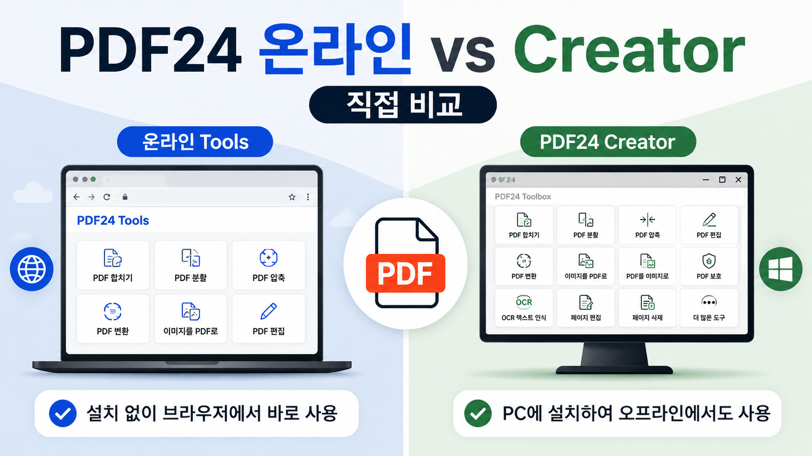PDF24 온라인 Tools와 Creator 차이 비교