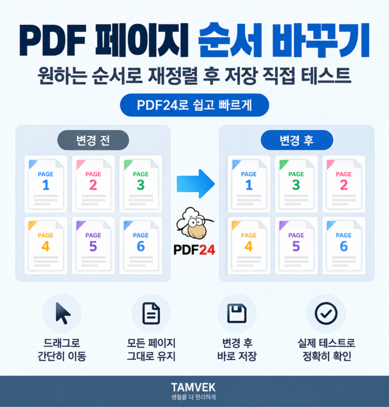 PDF 페이지 순서 바꾸기 PDF24 재정렬 직접 테스트