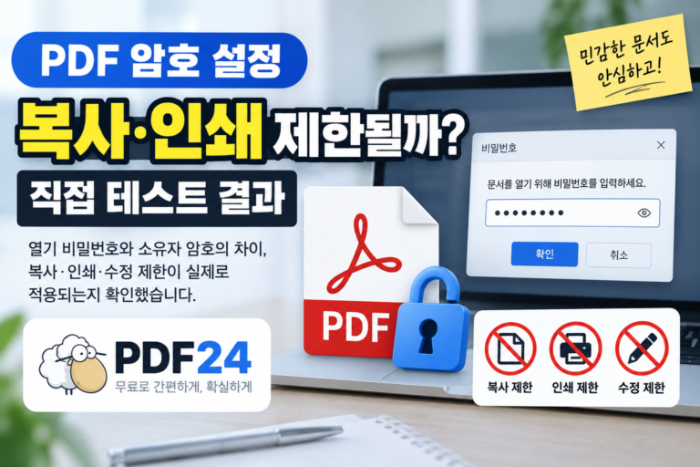 PDF 암호 설정 복사 인쇄 수정 제한 직접 테스트