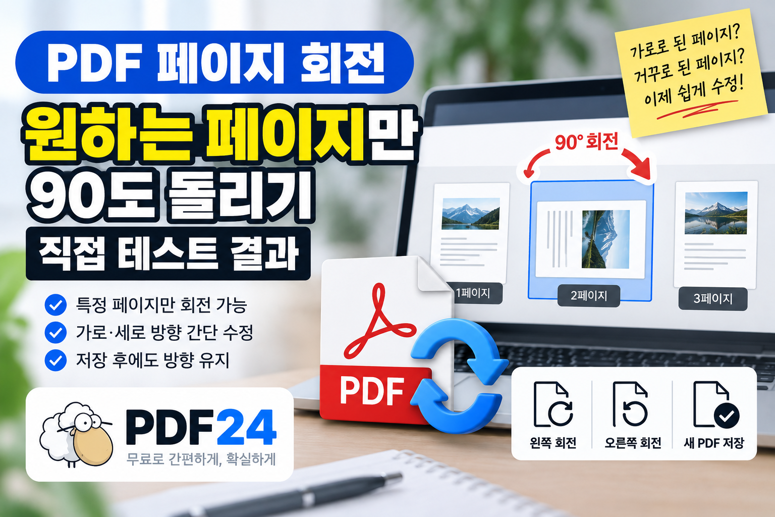 PDF 페이지 회전 원하는 페이지만 90도 돌리기 직접 테스트